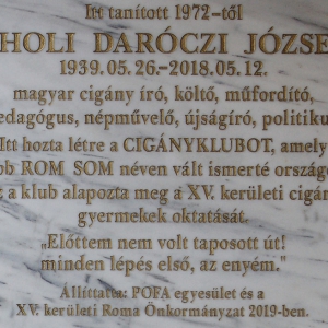CHOLI DARÓZCI JÓZSEF EMLÉKTÁBLA XV. KERÜLET
