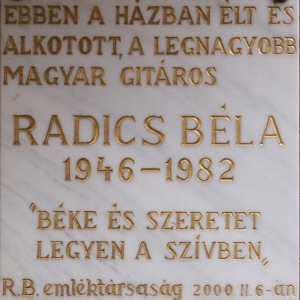 Radics Béla emléktábla