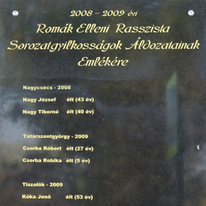 Romák Elleni Rasszista Sorozatgyilkosság Áldozatainak Emléktáblája